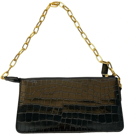 Black Faux Leather Mini Shoulder Bag - Picture 1 of 3
